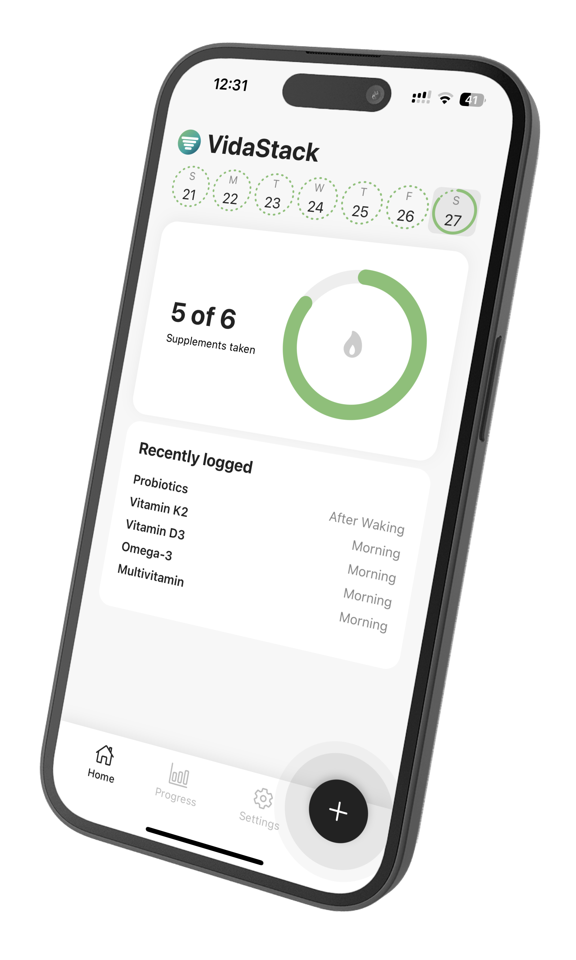 VidaStack Dashboard - Track your supplements